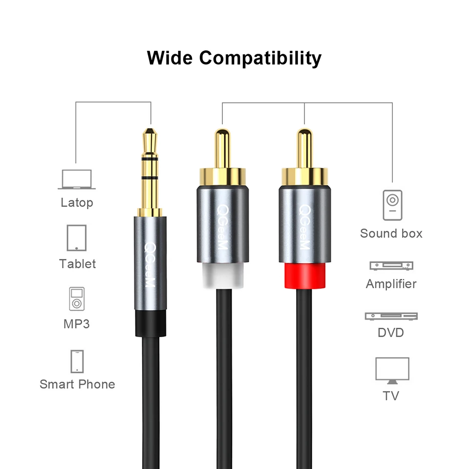 Cable RCA QGeeM 2RCA a 3.5mm,  - Home Cinema Tv reseña y precio